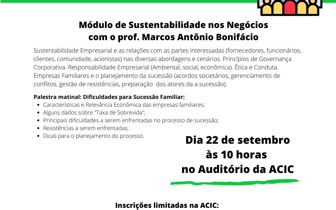 Sustentabilidade nos Negócios é tema de palestra na ACIC