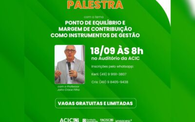 ACIC promove palestra gratuita sobre gestão de recursos