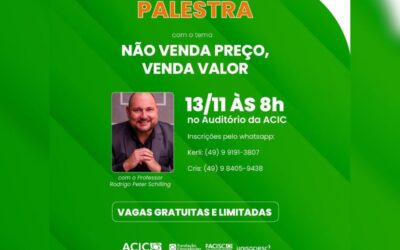 ACIC promove mais uma palestra gratuita no ramo de negócios